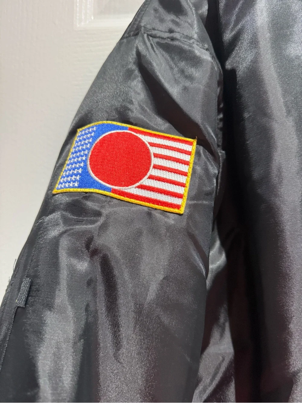 Black Bomber Jacket with Orange Lining - Pilot Style